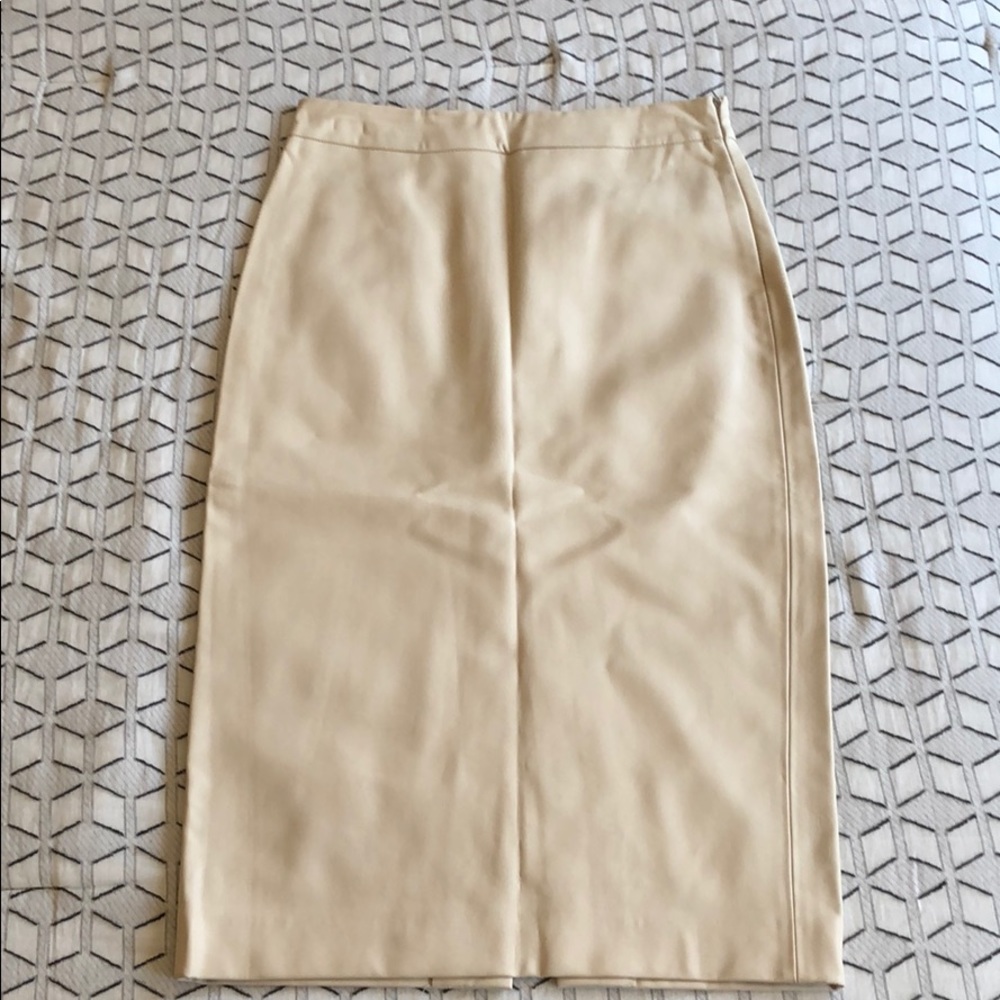 Zara Cream Faux Leather Pencil Skirt